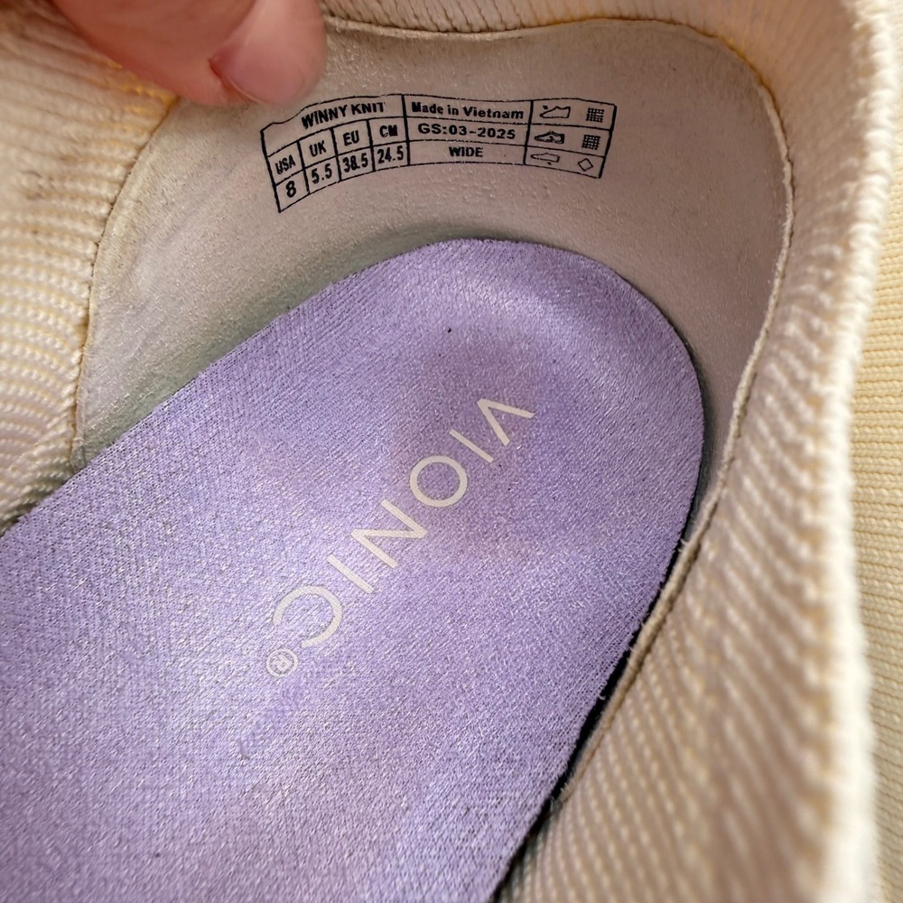 Vionic Winny Knit Ivory Cream Lace Up Slip-on Sneakers Womens 8 Wide Gum Sole - Picture 5 of 7